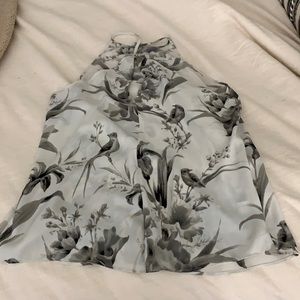 LOFT | Halter Top with clasp | Floral | Black and Grey